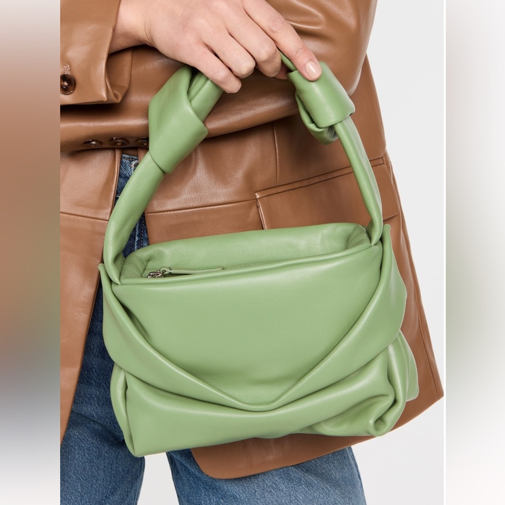 STAUD Green Knot-Handle Shoulder Bag